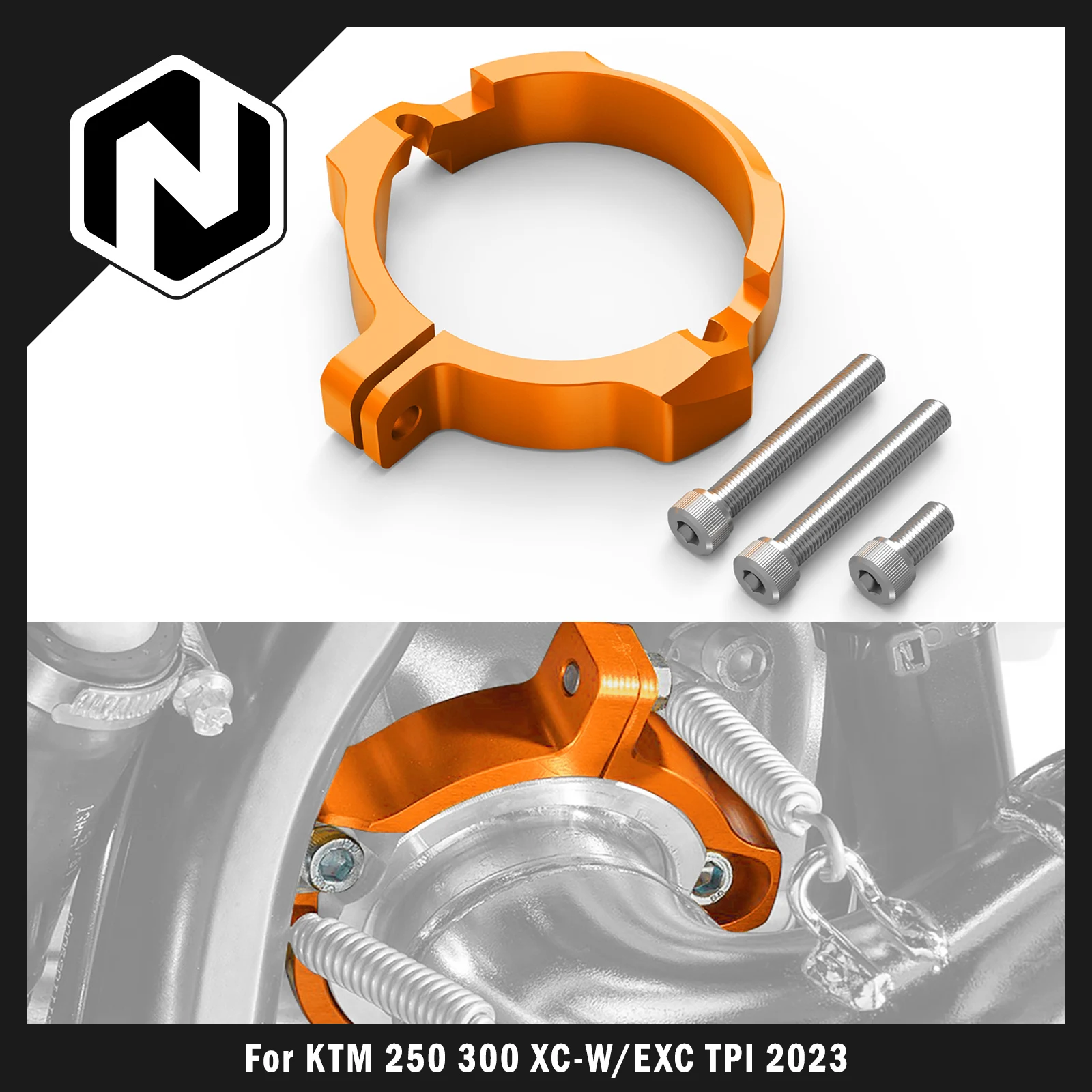 NICECNC For KTM EXC 300 250 300 XCW EXC TPI 2023 XC SX XCW Six Days TPI 2017-2022 Exhaust Tip Muffler Pipe Clamp Flange Guard