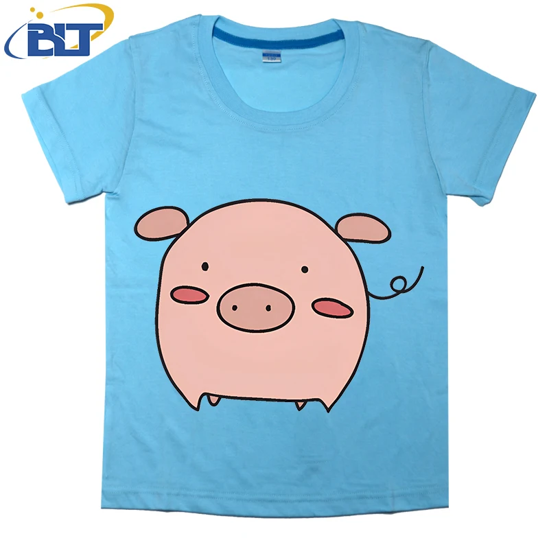 Little Pink Piggy printed kids T-shirt, summer cotton short-sleeved casual top, suitable for both boys and girls