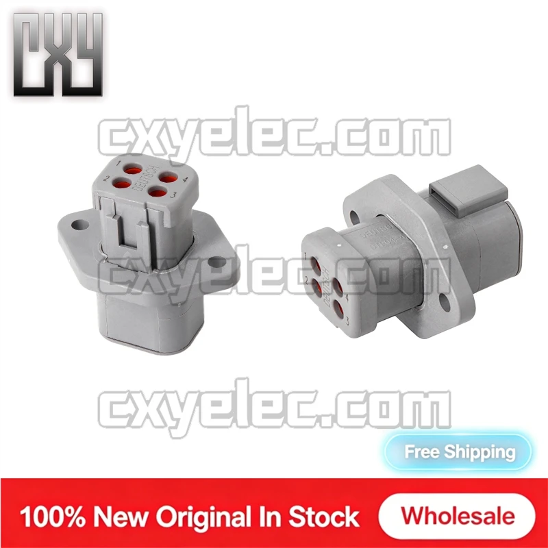 DTP04-4P-LE07 4Pin Male Connector Housing With Flange Cap 2x2 6.7mm Waterproof Gray 2.4mm 25A High Current For Car Truck  Power