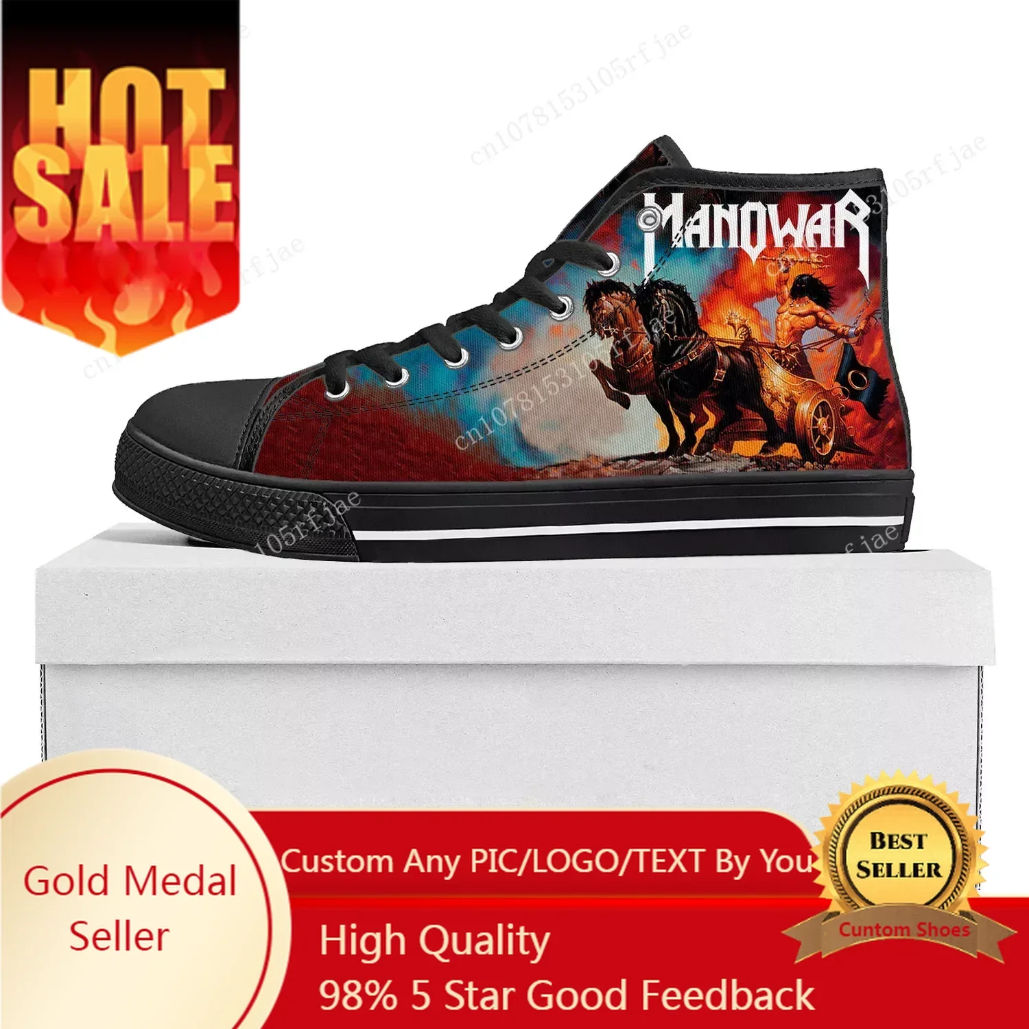 

Manowar Band High Top High Quality Sneakers Mens Womens Teenager Canvas Customized Sneaker Casual Couple Shoes Custom Made Shoe