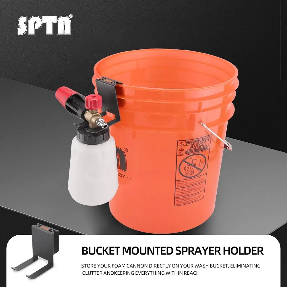 

SPTA Universal Metal Foam Cannon Bucket Mount Durable Holder for Hanging Foam Cannons Car Detailing Accessories