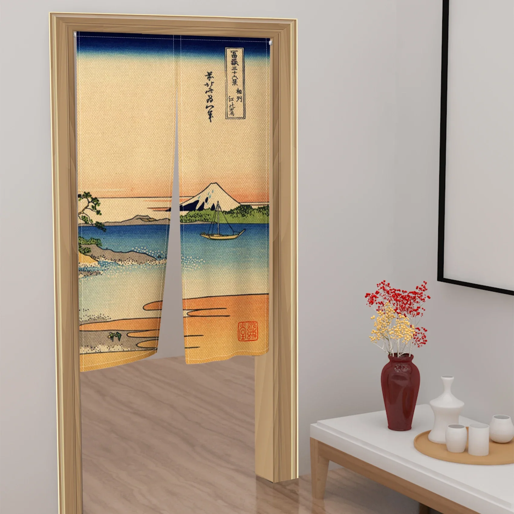 Japanese Noren Thirty-six Views of Mount Fuji Ukiyo-e Kitchen Living Bedroom Room Porch Half Feng Shui Door Curtain Decorations