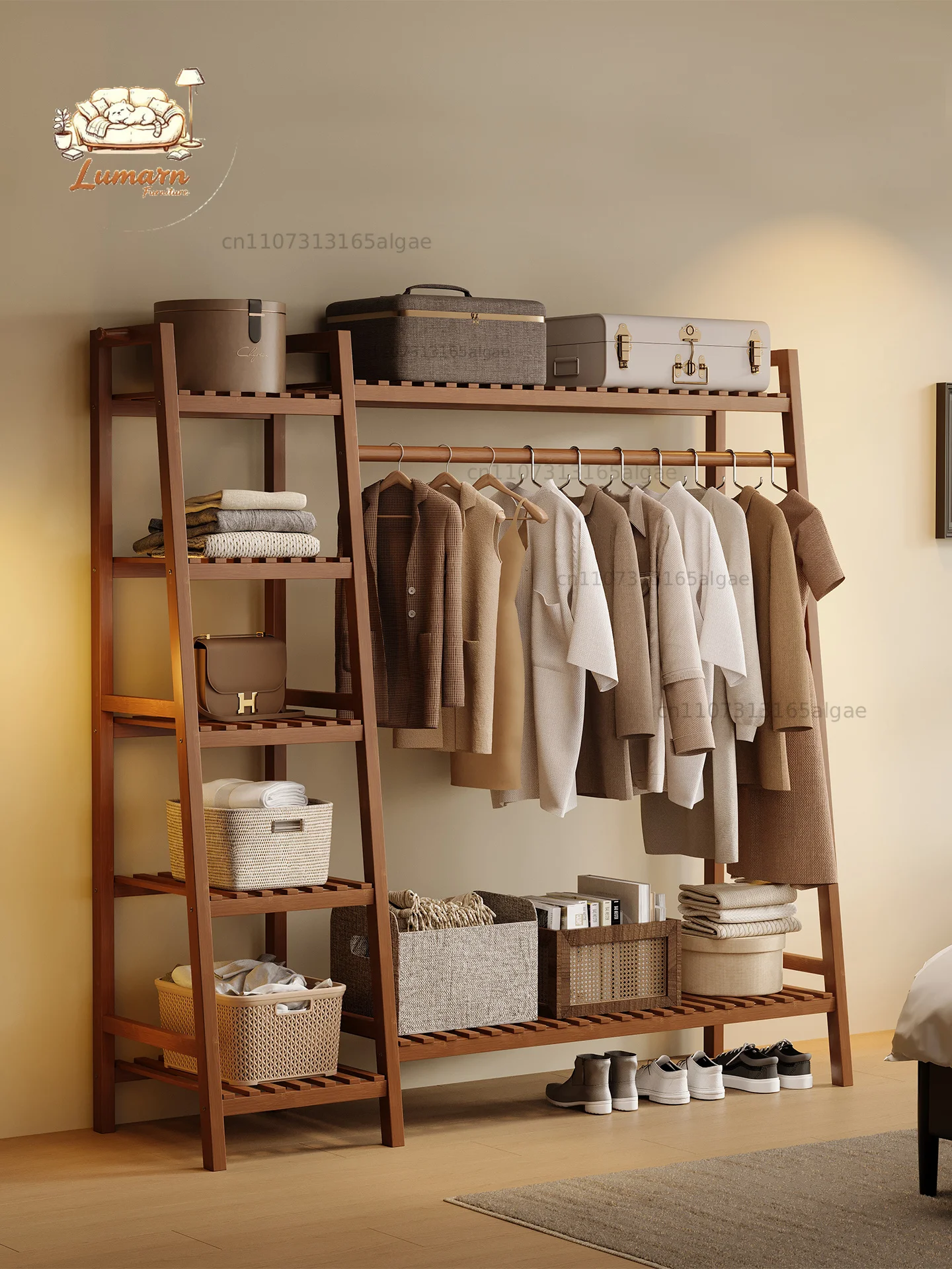 Clothes rack Floor-to-ceiling coat rack Bedroom Home Clothes rack at the end of the bed Open large wardrobe Rental room