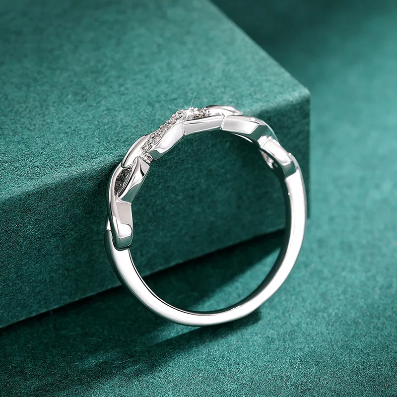 Simple Female Rings Genuine 925 Sterling Silver 8 Shaped AAA Cubic Zircon Infinity Eternity Rings Jewelry Female Wedding Gift