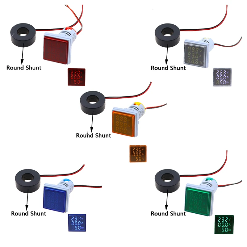 

Digital LED Volt Amp HZ AC Ammeter Voltmeter Current Frequency Voltage Indicator Meter Tester Signal Lights 60-500V 100A 20-75Hz