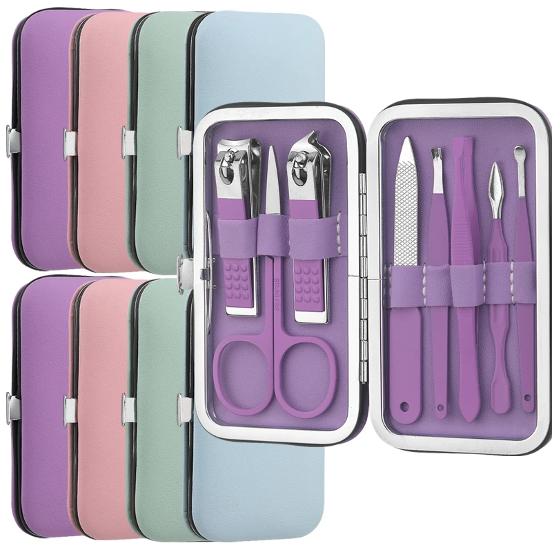 

4/8 шт. Кусачки для ногтей и портативный набор косметических инструментов, маникюрный набор из нержавеющей стали розового золота Martensitic 8 в 1