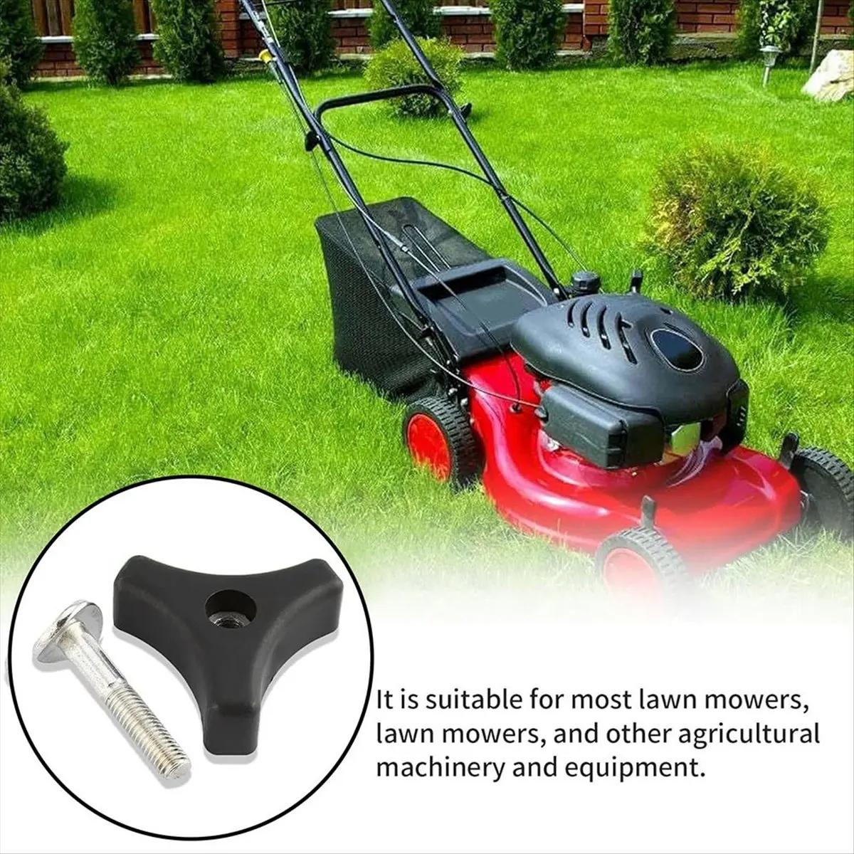 A74U 5PCS Universal Handrail Handle Lawn Mower Kit, Replacement Blades, Grass Catcher, Wheels