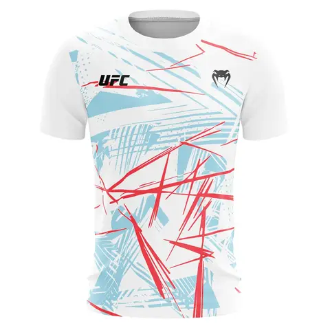 Ufc casual streetwear camisetas masculinas 2025 nova linha de moda listrado colorido impressão 3d manga curta topos masculino esportes mma fitness t