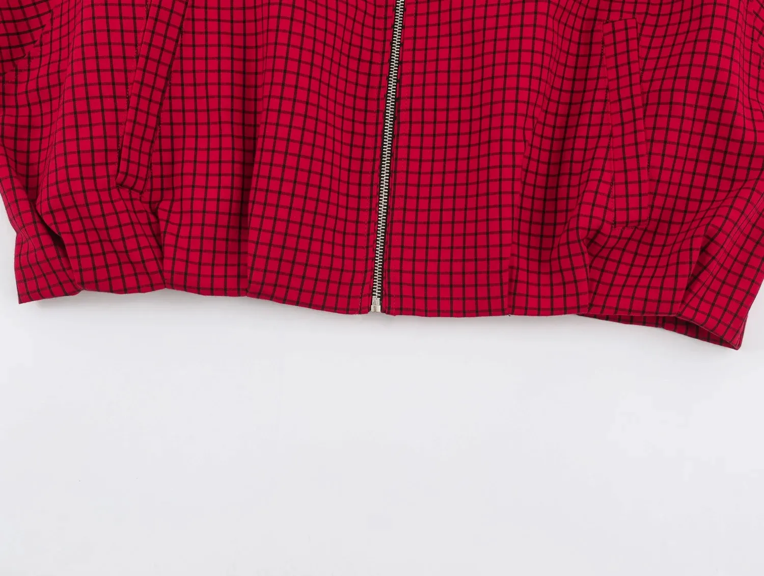 Damenmode Rote Karierte Bomberjacken für Frauen 2026 Neue Langarm-Reißverschlussjacke Damen Herbst Streetwear Freizeitmantel – Detail 11