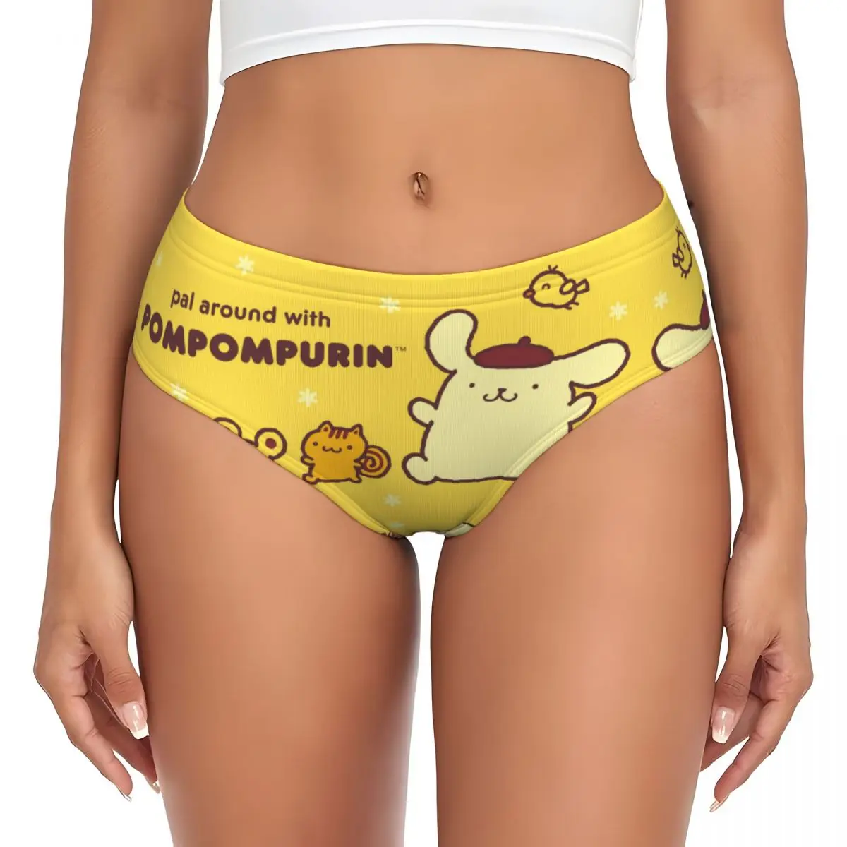 Custom Cartoon Pompompurin Briefs Underwear Women's Breathable Stretch Panties