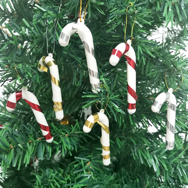 

(6pcs/pack) 2.5*7cm Handmade DIY Christmas Tree Decorations Candy Cane Ornaments New Year Xmas Tree Hanging Accessories for Home