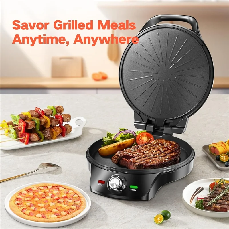 

BMBY-Pizza Maker Electric Griddle Nonstick Countertop Pizza Oven With 30-Min Timer & Auto Shut-Off, For Burgers, Crepes EU Plug