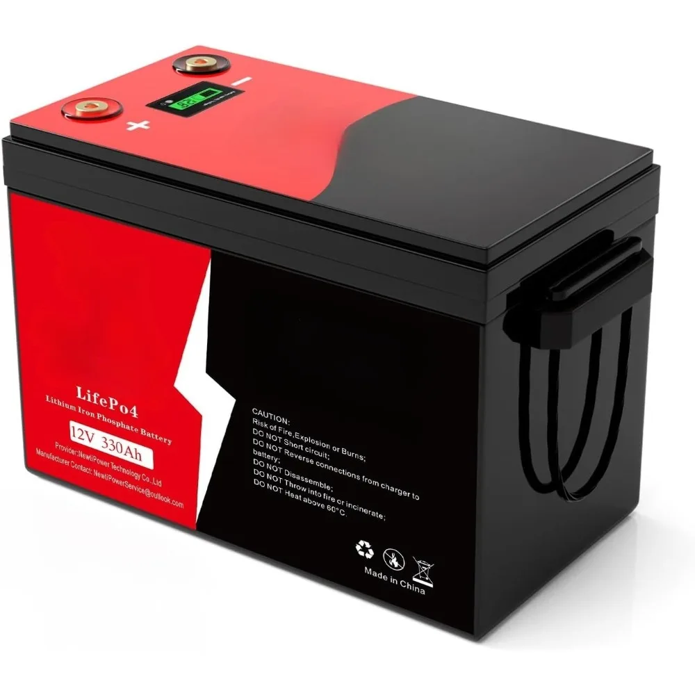 12V 330Ah Golf Cart Lithium LiFePO4 Battery with 200A BMS Grade A Cells Deep Cycle Rechargeable Battery,10000+ Cycles,Perfect