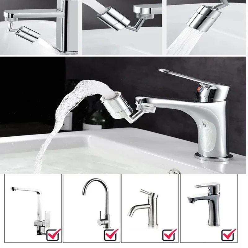 720 Degree Universal Tap Aerator Splash-proof Swivel Water Saving ABS Plastic Faucet Spray Head Wash Basin Tap Extender Adapter