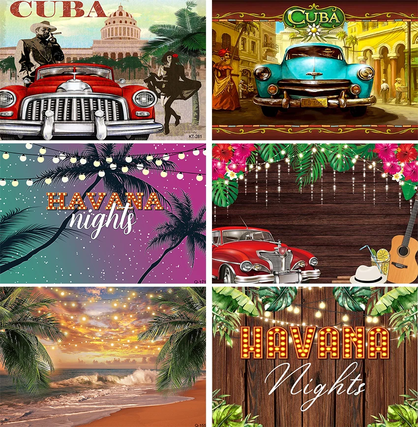 Havana Nights Backdrop for Adult Birthday Party Photoshoot Photography Background One Hot Havana Night Cuban Parties Decorations