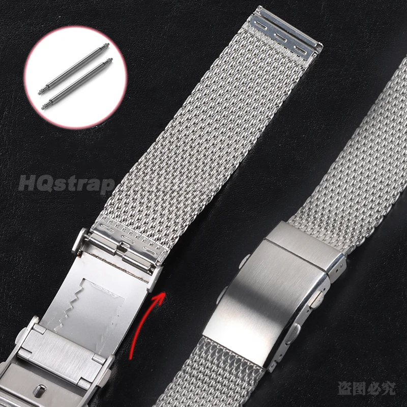 Luxury Stainless Steel Strap 1.0mm Milanese Watch Band 20mm 22mm Universal Replacement Wristband 316L Folding Buckle Watchband