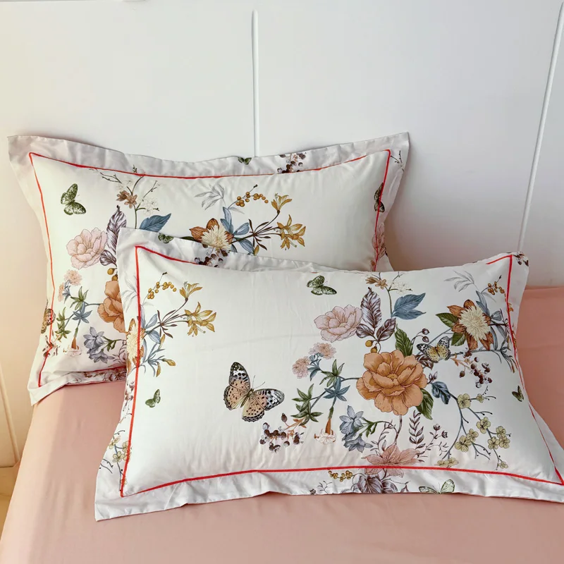 100%Brushed Cotton Pillowcase,Flower Pastorl Home Pillow Cover,Floral Pillowcases For Four Season 48*74*2pcs capas de almofadas