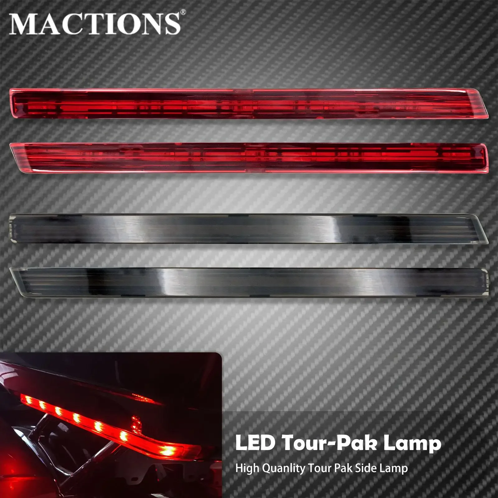 

MACTIONS Motorcycle LED Tour-Pak Side Marker Light Kit Red Smoke For Harley Touring Road King Street Glide Trike FLHX 2006-2023