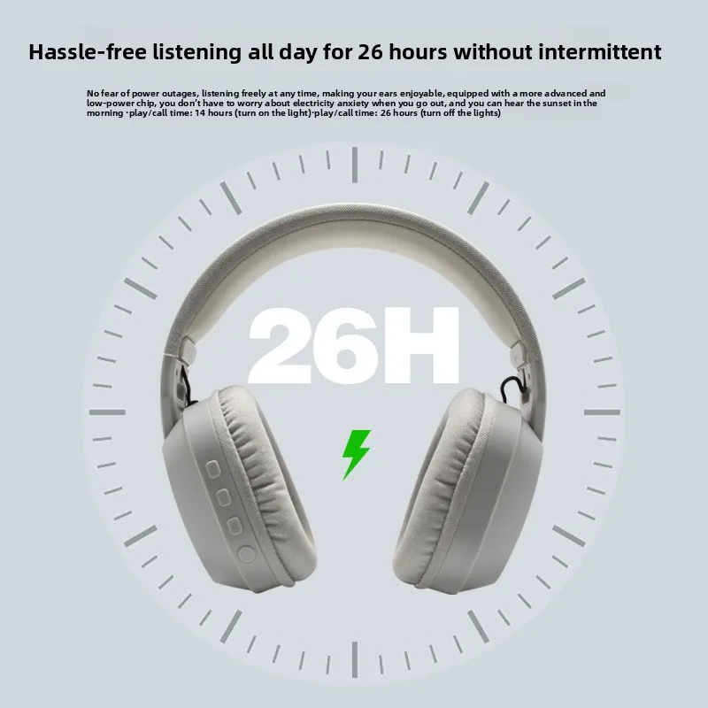 Over Ear Wireless Headphones RGB Gaming Headset Bluetooth 5.4  providing an immersive audio experience for PC/PS4/PS5. Long-last view 5