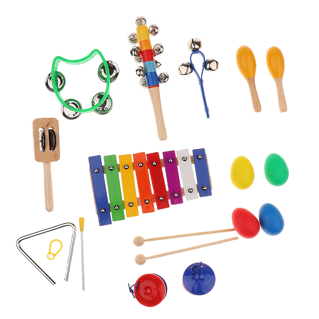 Percussion Set Children Toddlers Music Instruments Toys Band Rhythm Kit with Case Pack of 10