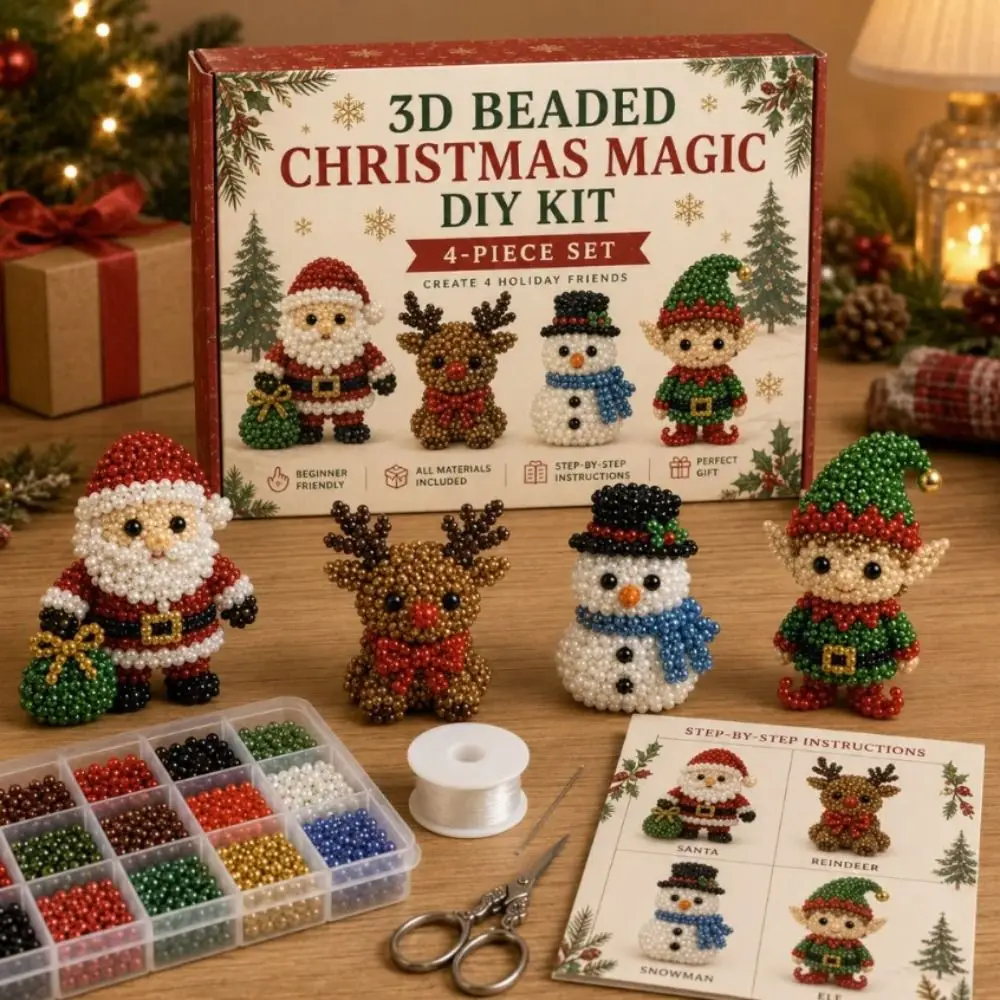 Tiny Beads 3D Beaded Animal Kit Animal Shape Cute Design Handmade Bead Art Kit Creative Craft 3D Beaded Ornament Set