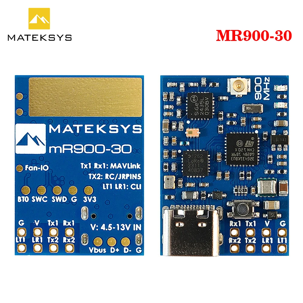 MATEKSYS MLRS MAVLINK 900MHZ RECEIVER, MR900-30 900 MHz LoRa, 30 dBm RF power 4.5-13V For Long Range RC FPV Drone