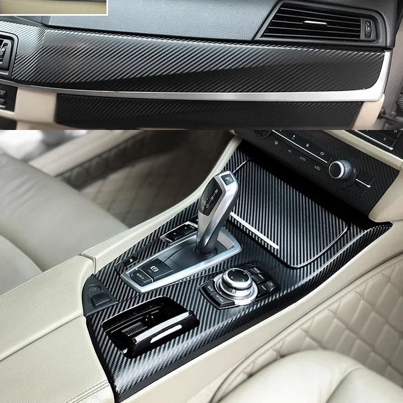 Suitable for F10 F11 Interior Stickers, Carbon Fiber Modified Film for Central Control Gear Shift for BMW 5 Series 2011-2017