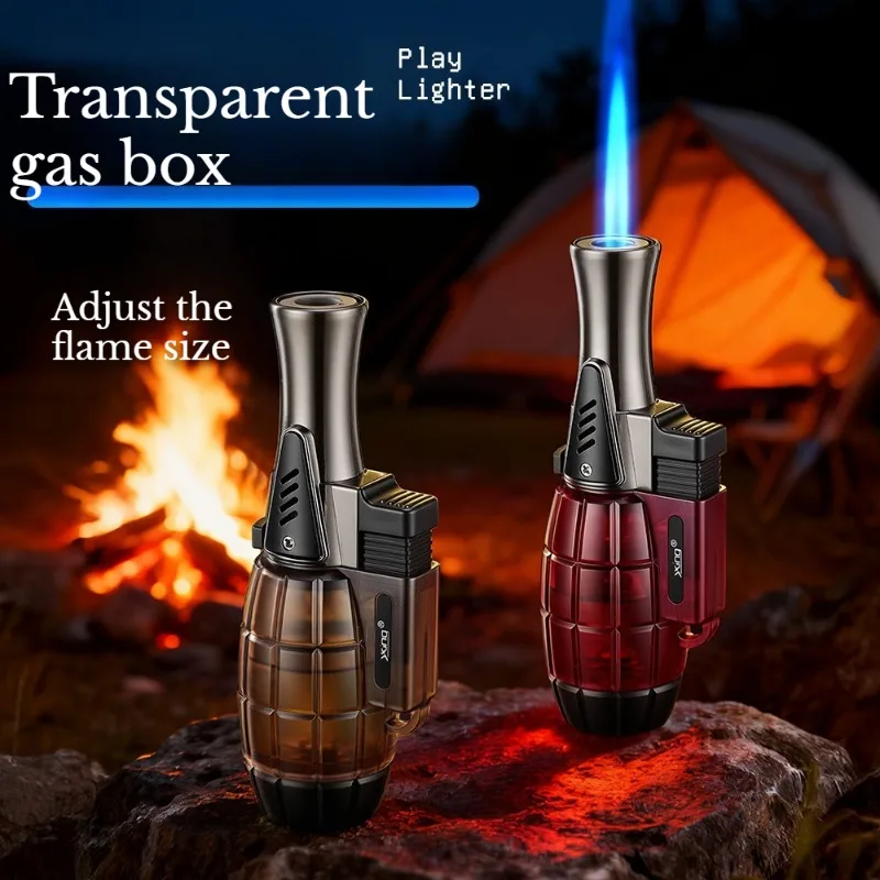 Creative Straight Windproof Lighter with Colorful Transparent Design, Compact and Portable Household Igniter, Cigarette Lighter