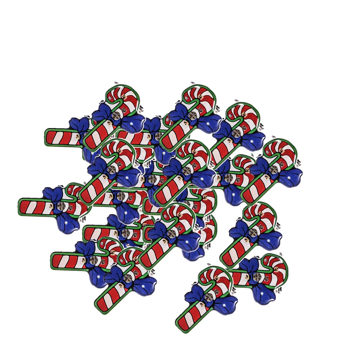 25Pcs Glitter Christmas Brooches LED Glowing Luminous Enamel Pins Cartoon Style Power Switch on Off for DIY Craft Stocking Tree