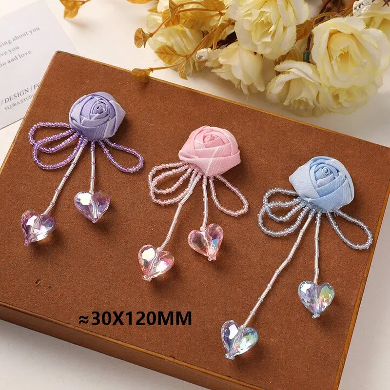 Винтажная розовая пуговица с хрустальными бусинами, украшение, 5 шт., оптовая продажа, швейная ткань, Флора, свадебные украшения, аксессуар