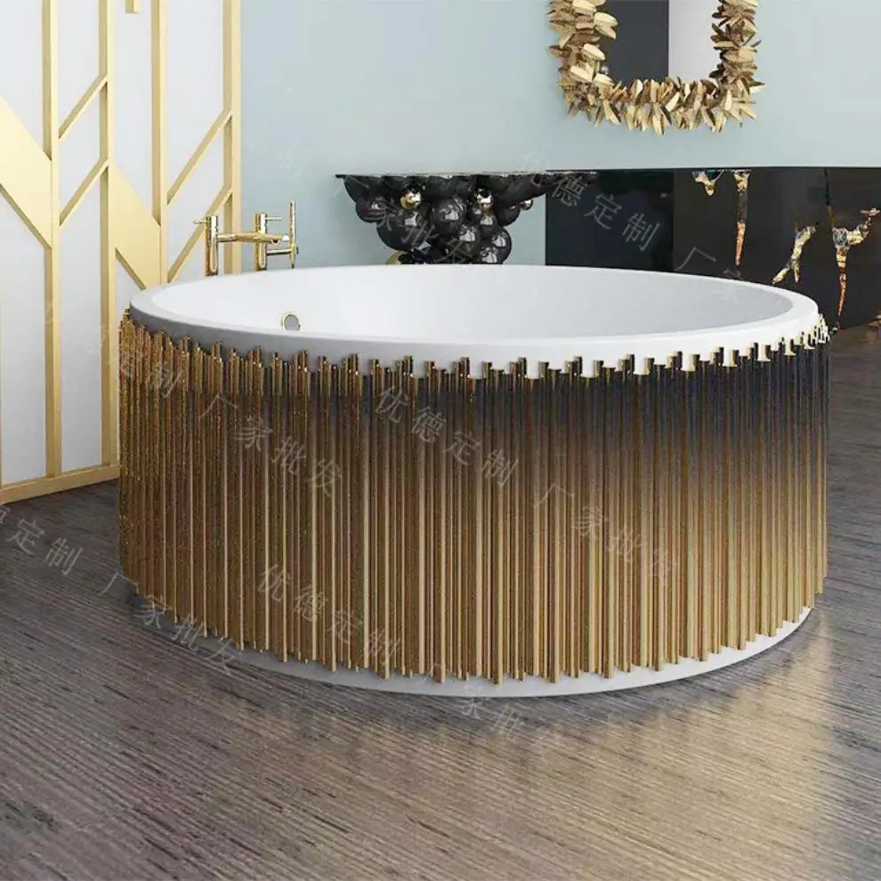 Villa Round Golden Frame Bathroom Acrylic Single Double Bathtub