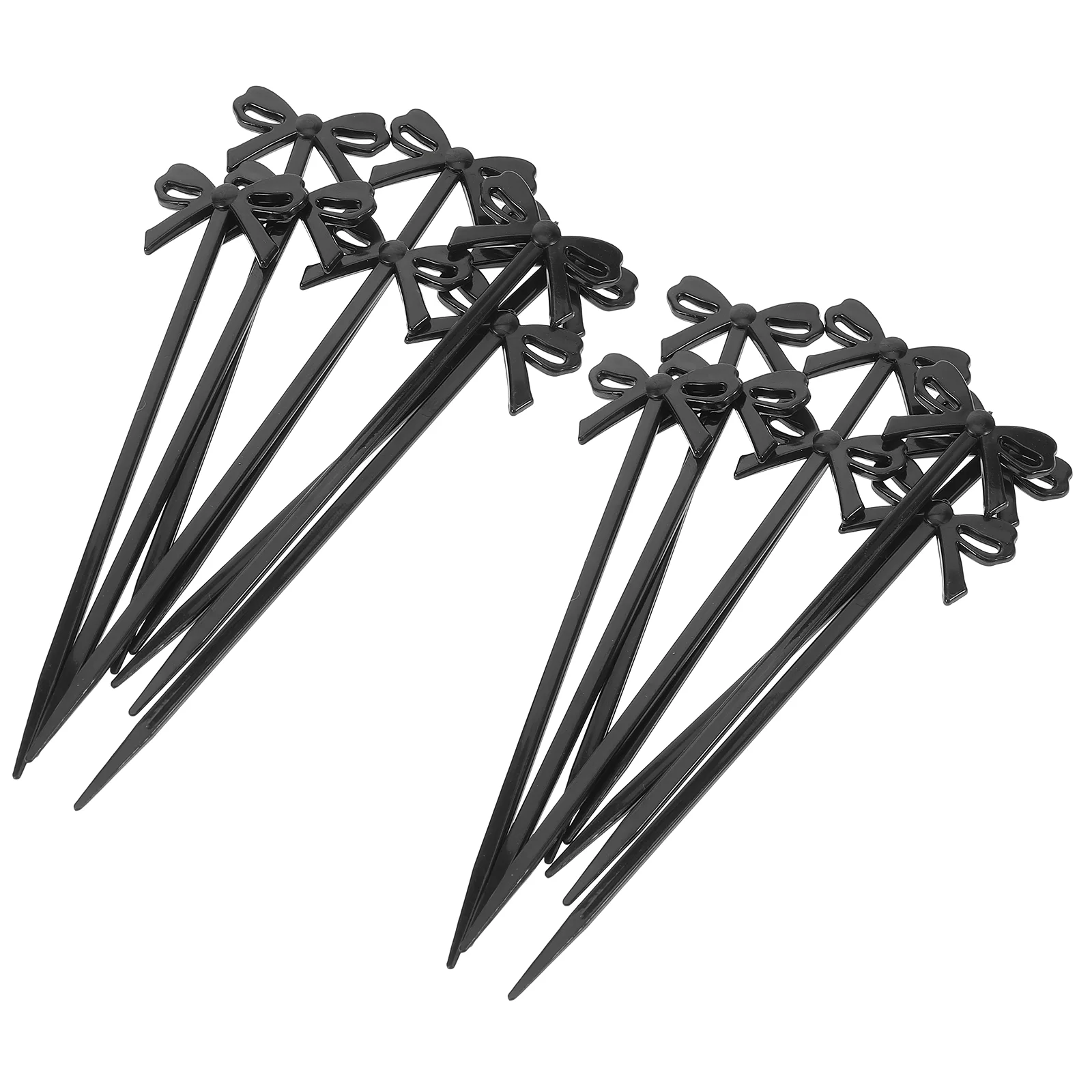 

30 Pcs Birthday Toppers for Cakes Fruit Fork Fruits Bow Shape Appetizer Picks Black Plastic Child Fruitella