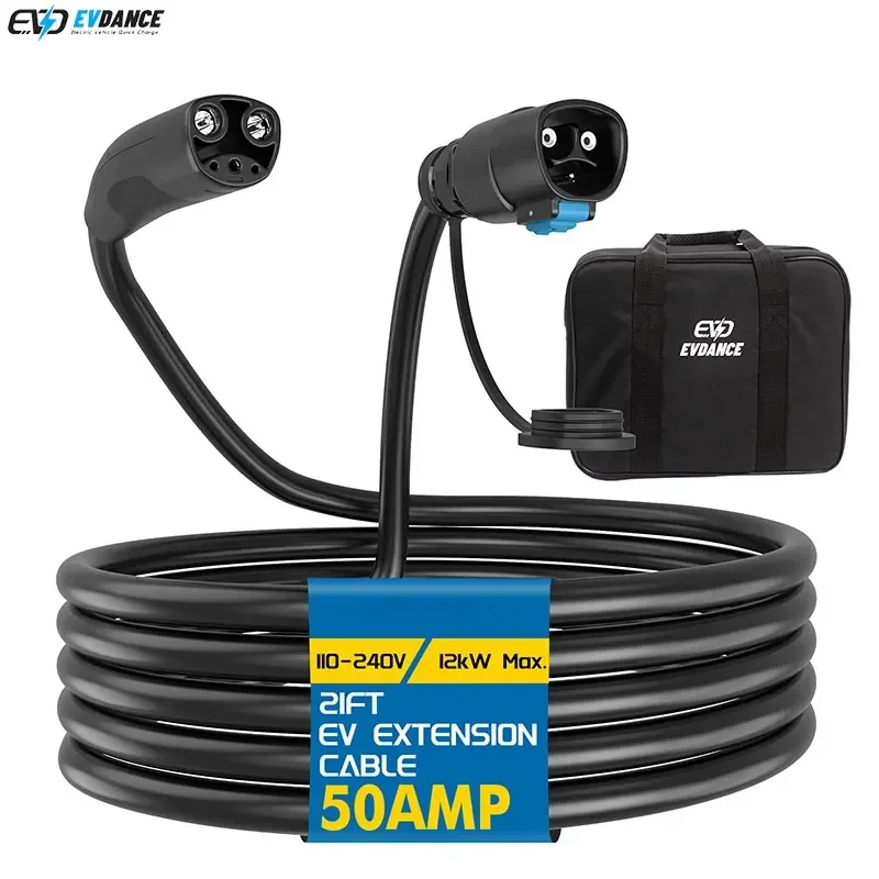 

50Amp To Tesla Extension Cable IP67 Portable AC Charging Pile Extender Cord With Nacs Plug For Tesla EV Charger Station