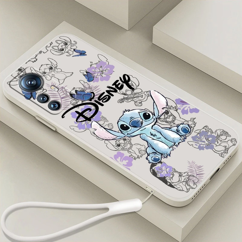 Luxury Disney Lilo & Stitch Liquid Rope For Xiaomi Mi 14 13T 13 12T 12 11T 11i 11 A3 10T 10 9 Pro Lite Ultra 5G Soft Phone Case