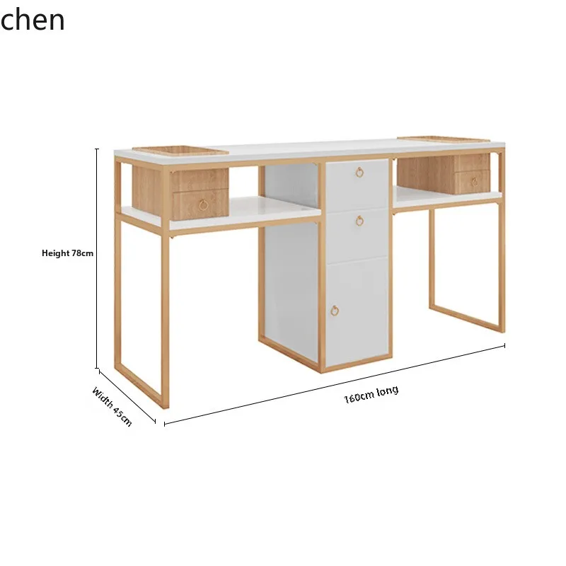 WL Simple Nail Art Table and Chair Set Single Double Multifunctional Solid Wood Storage Nail Art Table