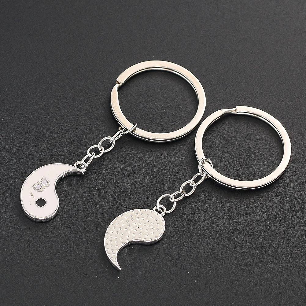 Black and White Yin Yang Tai Chi Keychain Bag Pendant Key Ring for Best Friend Couple Matching Sets Women Men Key Chain Gift image 6