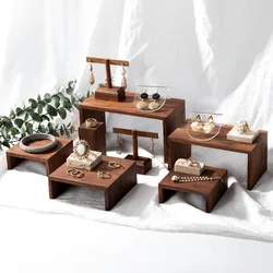 Walnut Display Riser,Clear Wood Display Stand for Shelf Jewelry Dessert Cupcake Collectibles Cosmetics Action Figure Perfume