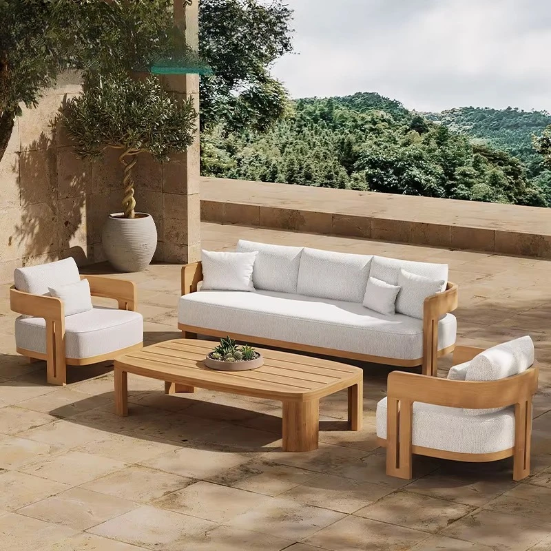 Luxury Wood Outdoor Furniture All Weather Waterproof Garden Teak Sofa Set Hotel Patio Outdoor Teak Furniture