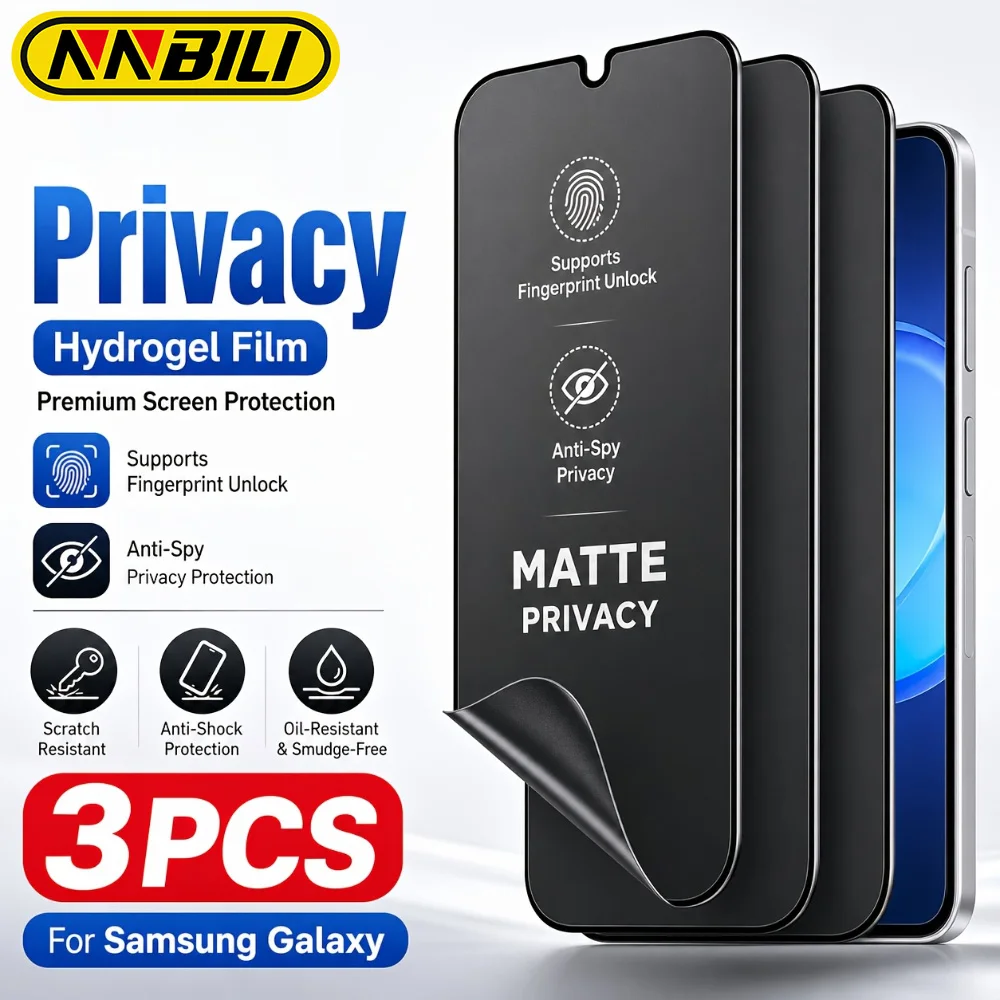 NNBILI 3Pcs Anti-Peeping Hydrogel Film, Supports Fingerprint Unlock,For Samsung Galaxy S26 S25 S24 S23 S22 S21 S20 Ultra FE Plus