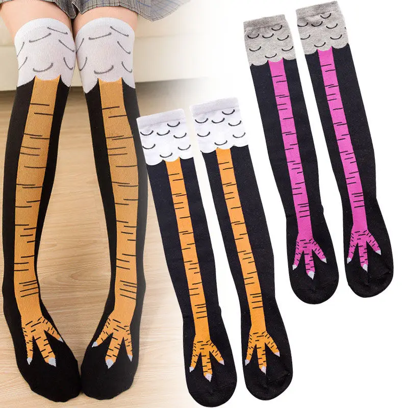 2025 Creative Funny 3D Printing Chicken Feet Socks Cotton Cute Chicken Feet Socks Calf Socks Halloween Gift Chicken Paw Stocking