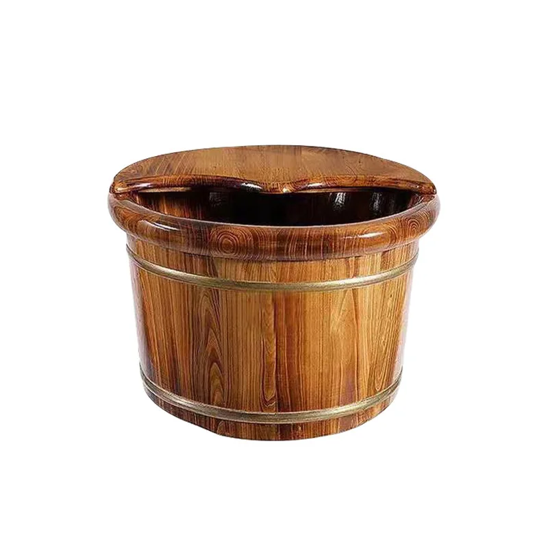 Carbonized Wood Foot Bath Insulated Portable Foot Soak Tub for Home Use Wooden Spa Experience Bath Bucket 30CM