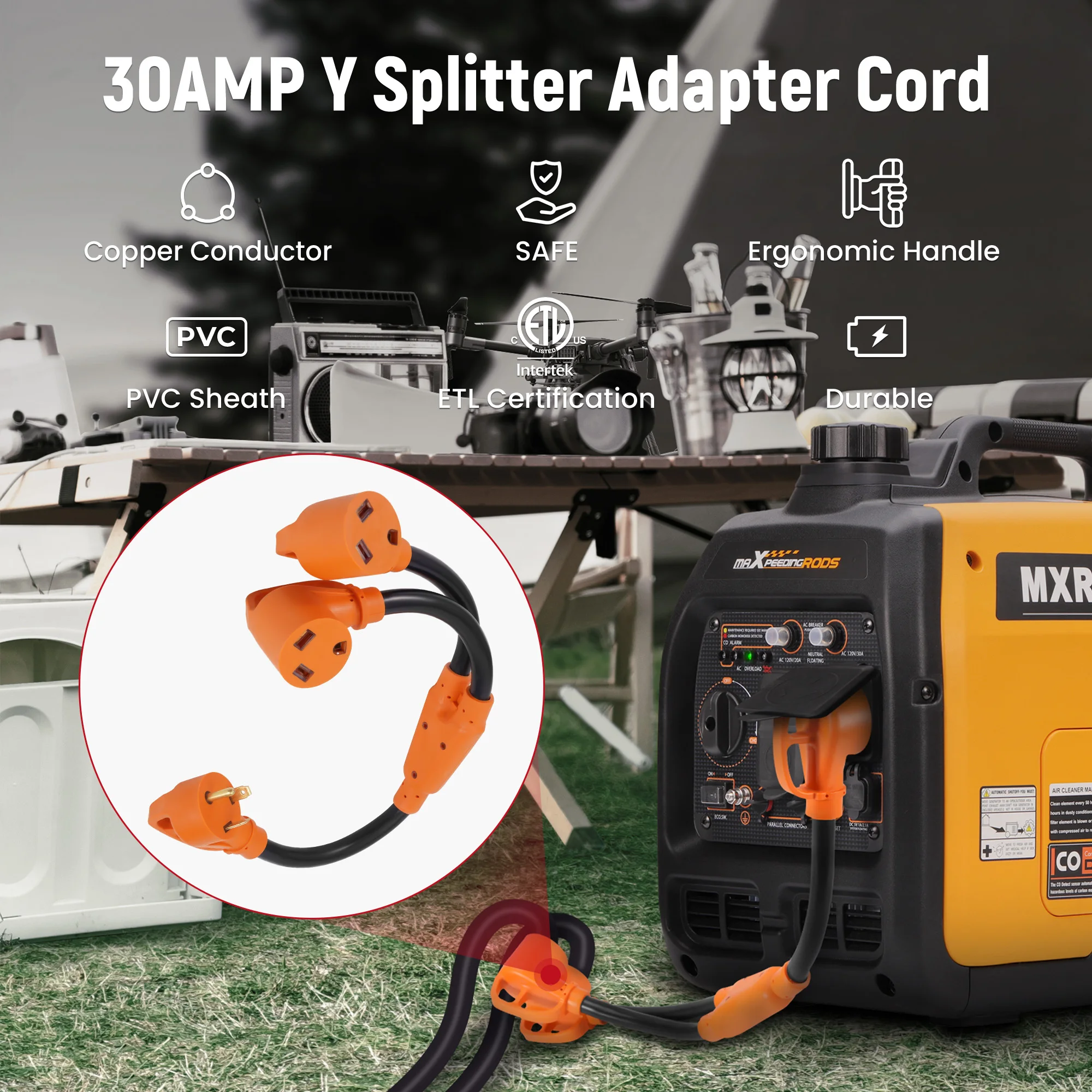 

Кабель-переходник для генератора Y, 30 А, TT-30P на 2x TT-30R для MXR3500 MXR3800 MXR5000IE