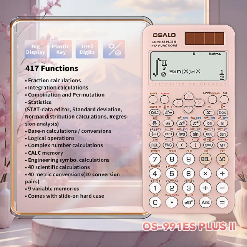 New 991ES PLUS II pink ABS Science Calculator Solar Energy 417 Functions Kinds of Multifunctional Student  Calculators