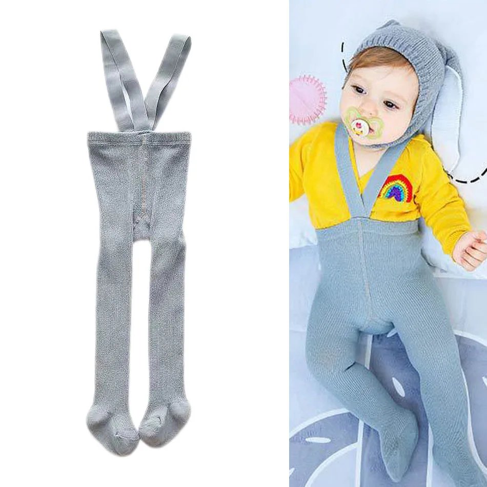 Toddler Tights Kids Ribbed Footed Clothes Newborn Black White Korean Pantyhose Baby Casual High Waist Bottoms Suspender Leggings