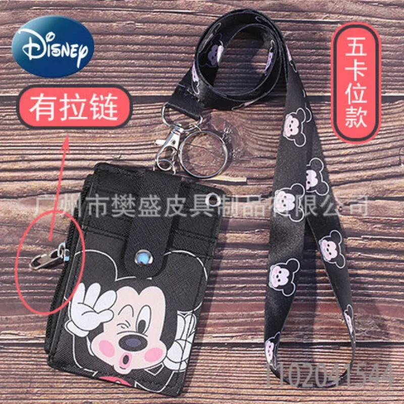 Disney ID Card Holder Luxury Credit Badge Holder Purse Mickey Mouse Minnie Multi-slot Bus Lanyard  Student Meal