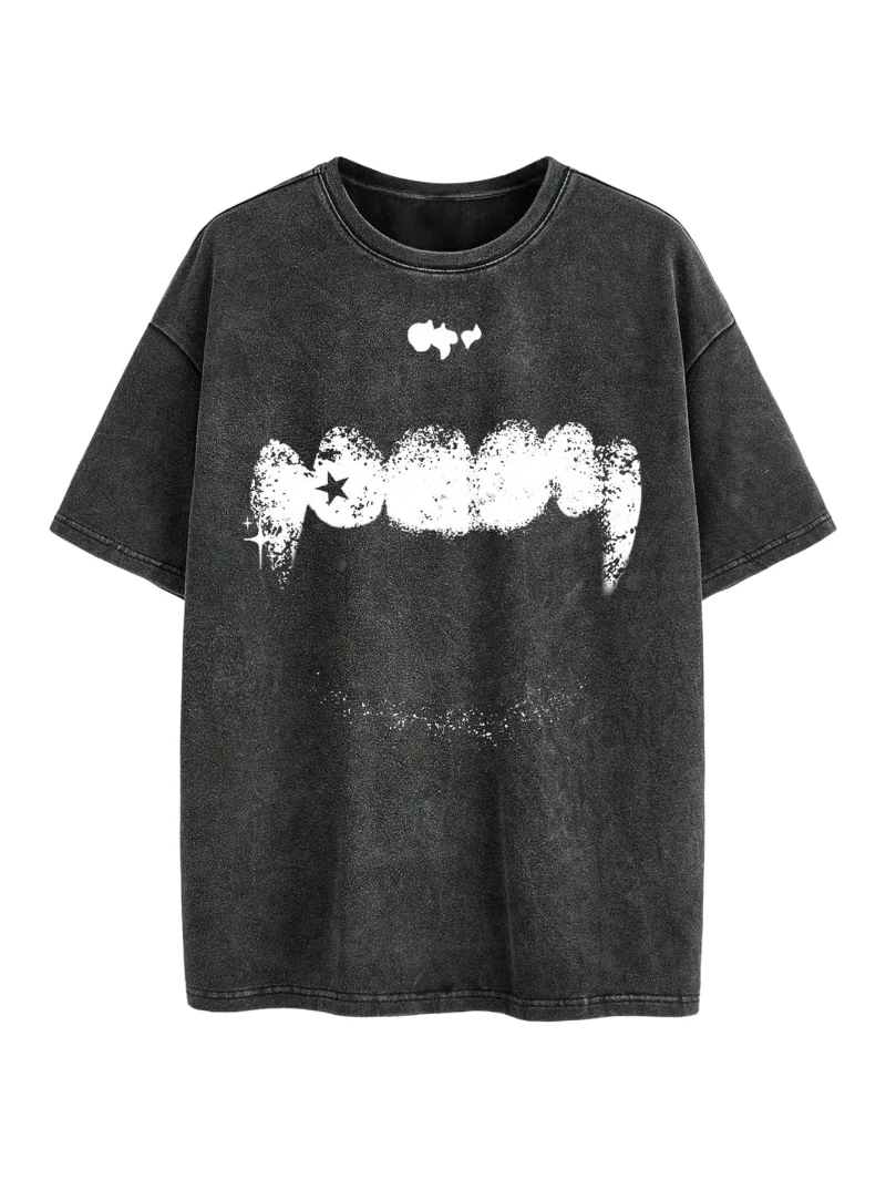 

Мужская футболка большого размера с короткими рукавами и графическим рисунком Y2K, винтажная крутая уличная одежда с вырезом в виде кислотной стирки, стильные уличные киберпанк