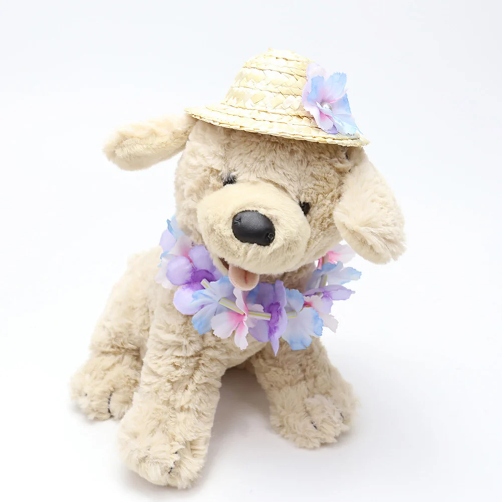 

2pcs Pet Straw Hat Dog Cat Hawaiian Party Summer Beach Photo Props For Small Medium Dogs Cats Sun Protection Outdoor Indoor