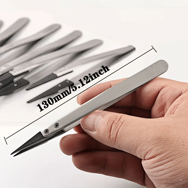 1PC Watch Hands Installation Work Tweezers High Quality Handle Straight Elbow Handle Stainless Antistatic Tweezers ESD-259