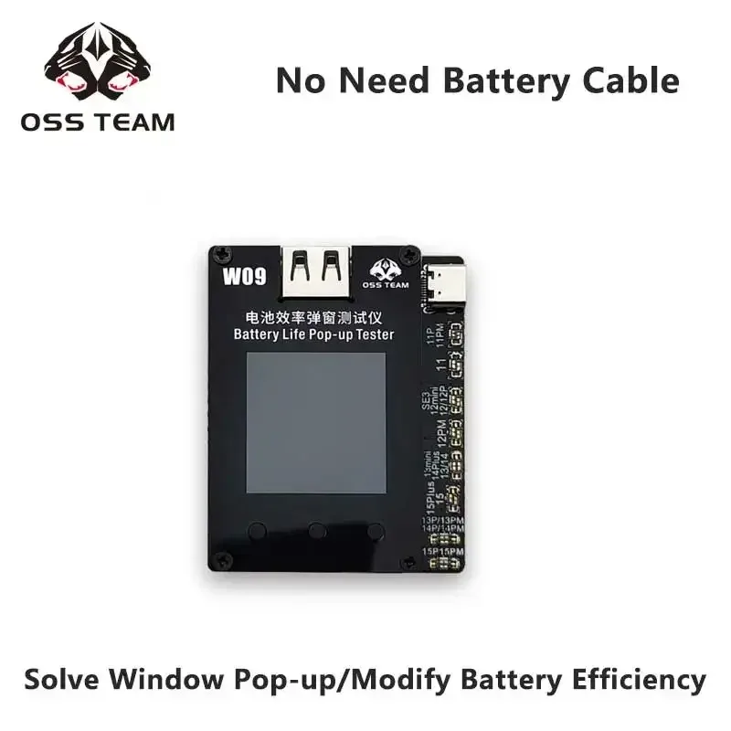 OSS W09 Pro V3 Battery Efficiency Pop up Tester No External Cable Direct Card Efficiency 100 Data Repair For iPhone 11-15Pro max