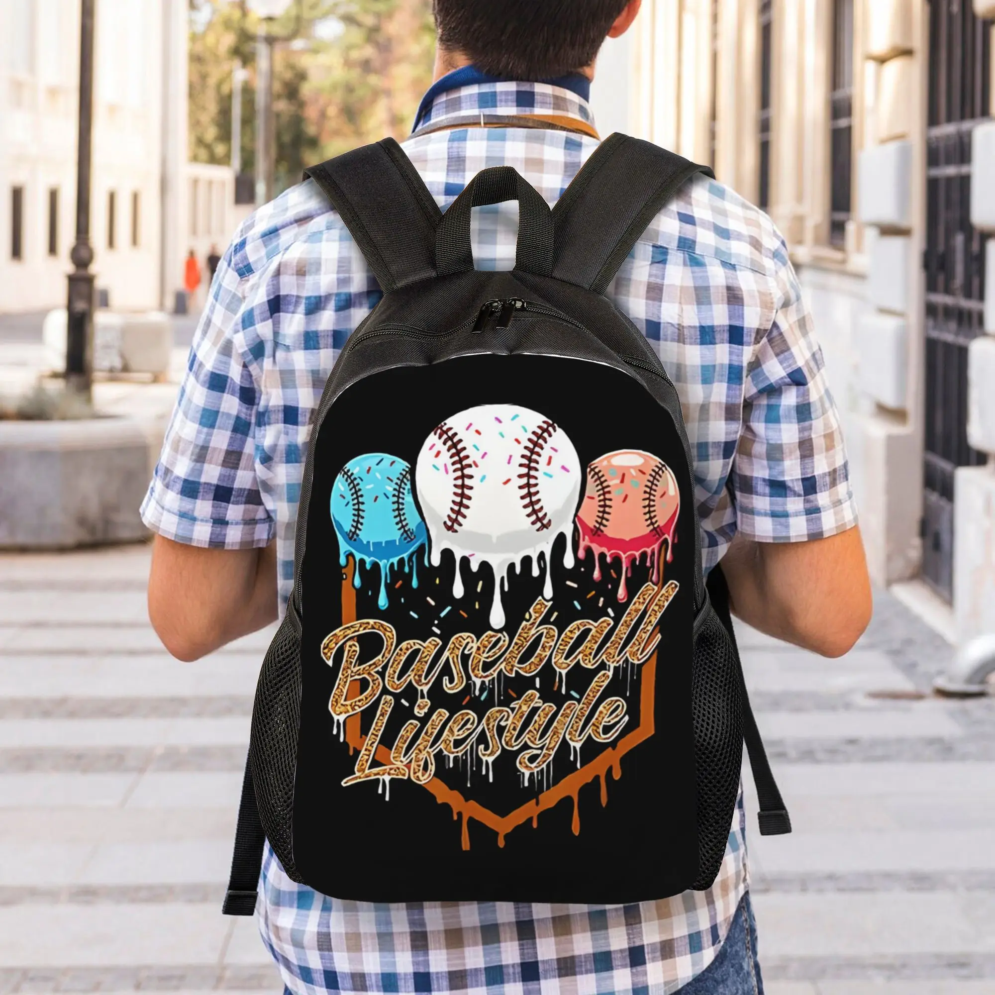 

Back to school season Classic Baseball Lifestyle Drip Baseball Rucksack For Men Women Storage Bag Backpack